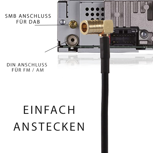 Auto Kurz Stab Dach Antenne 3,5cm Carbon Design Radio Universal für 5M 6M  Adapter Fuss DAB